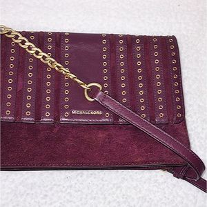 Michael Kors Brooklyn Grommet Cross Body Bag in Wine/Burgundy